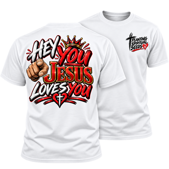 JESUS LOVES YOU FRONT AND BACK RED UNISEX SHIRT